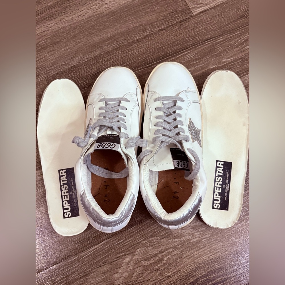 Goose Super-Star sneakers in white leather with a silver glitter star Size 41/9 - Picture 11 of 13